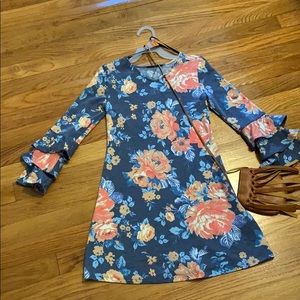 Adorable long sleeved flowered dress